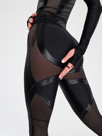 Female PU Net High-rise Hip-lift Leggings