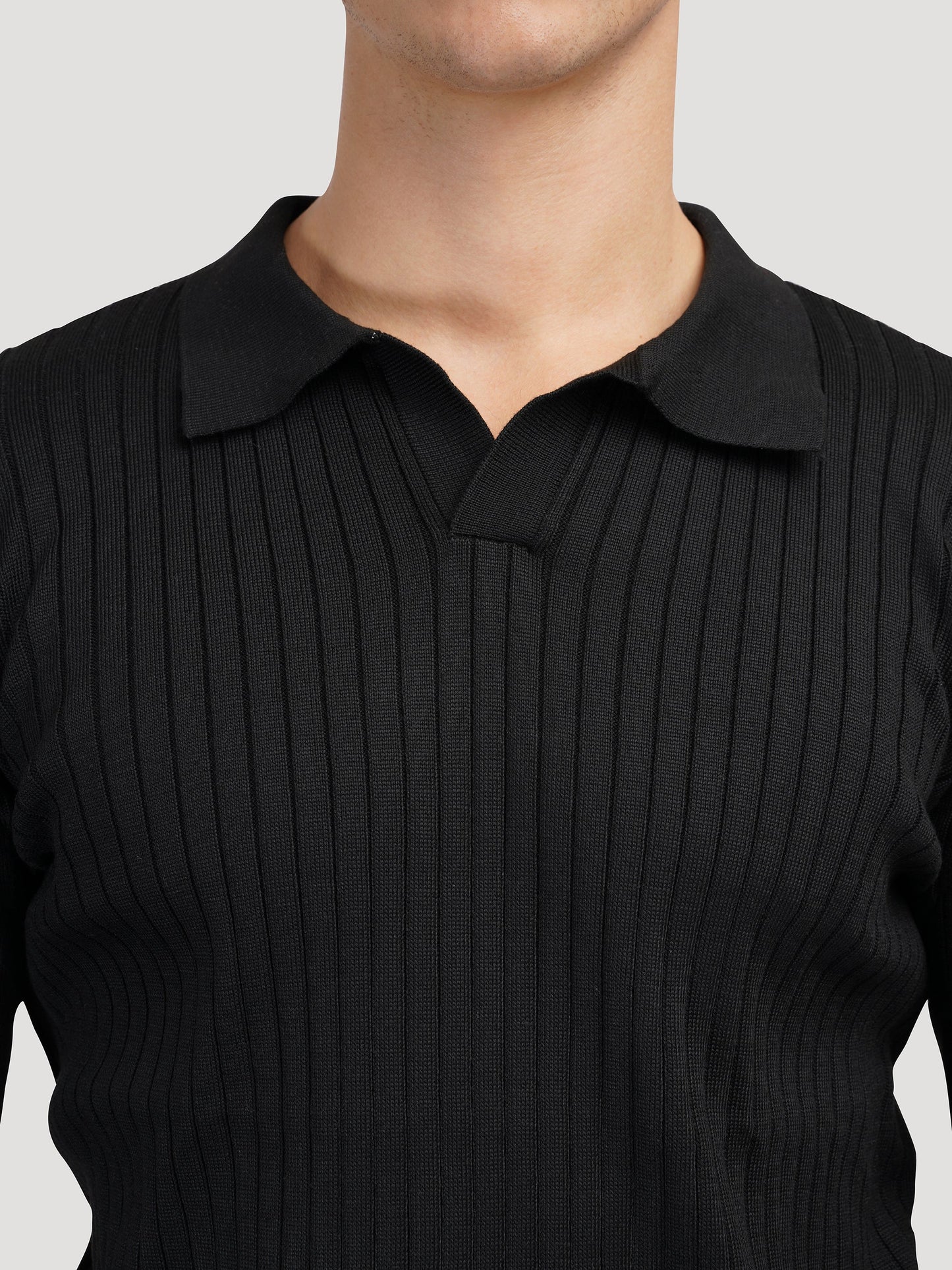 Polo de manga larga con cuello en V de SUWON