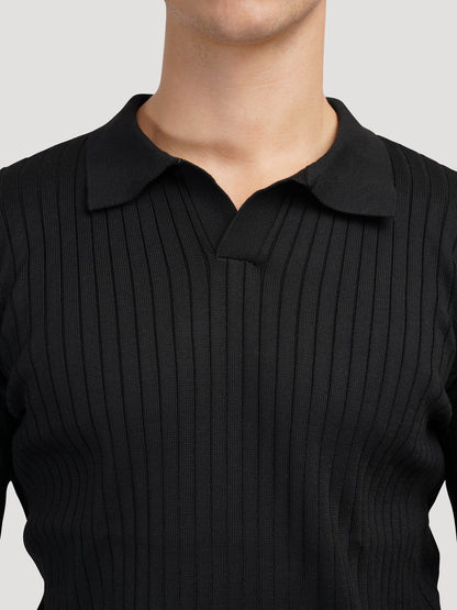 Polo de manga larga con cuello en V de SUWON