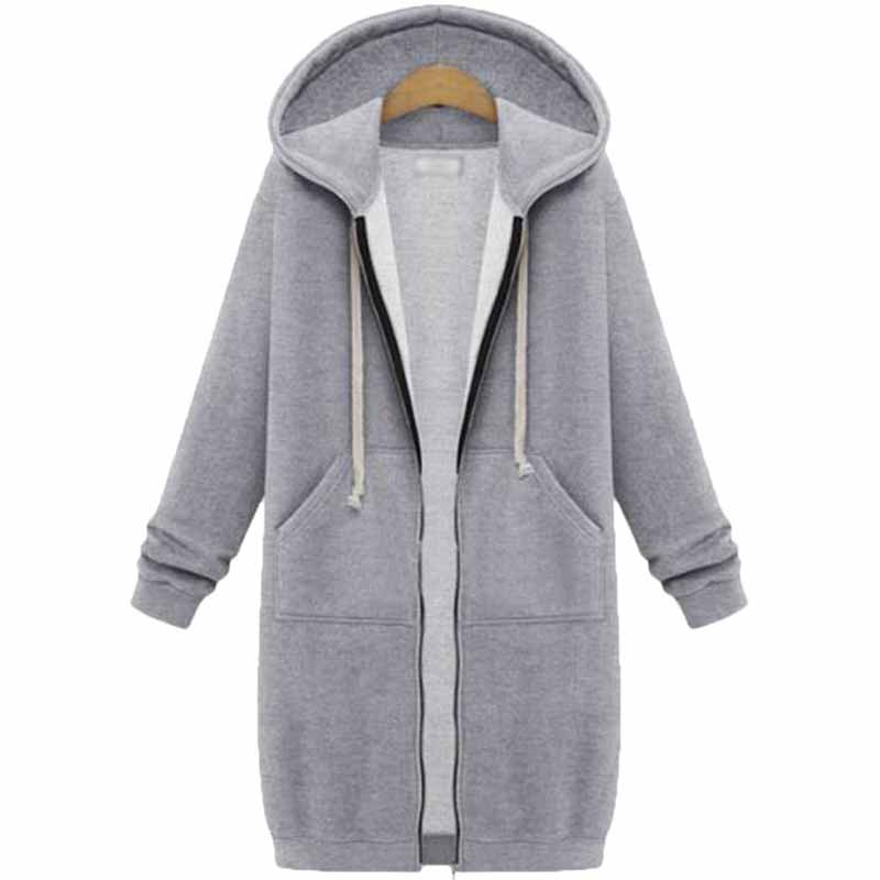 Vrijetijds lange hoodie met ritssluiting