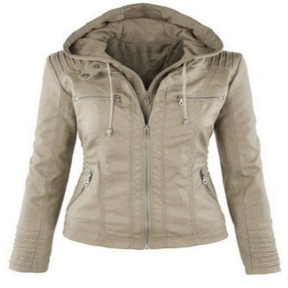 Jimena Leather Jacket with Hood