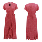 Boho summer dress with V-neck and polka dots