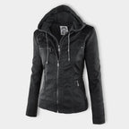 Jimena Leather Jacket with Hood