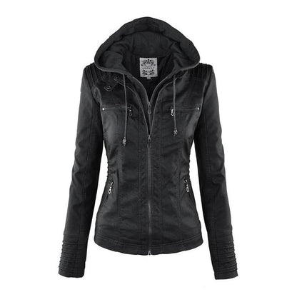 Jimena Leather Jacket with Hood