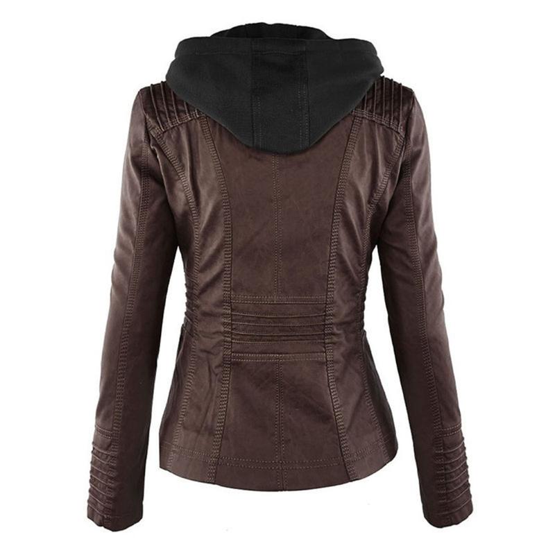 Jimena Leather Jacket with Hood
