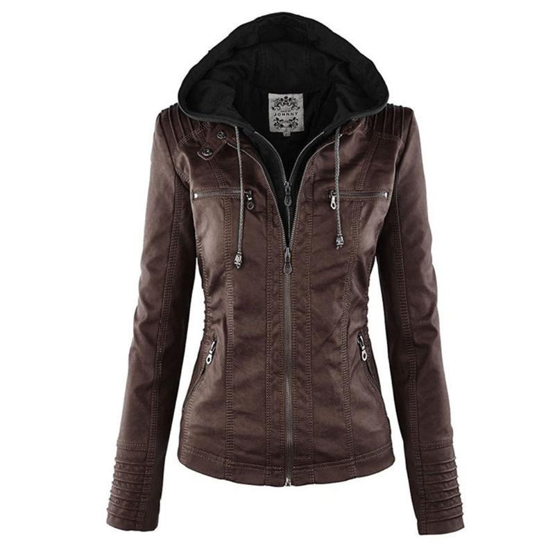 Jimena Leather Jacket with Hood