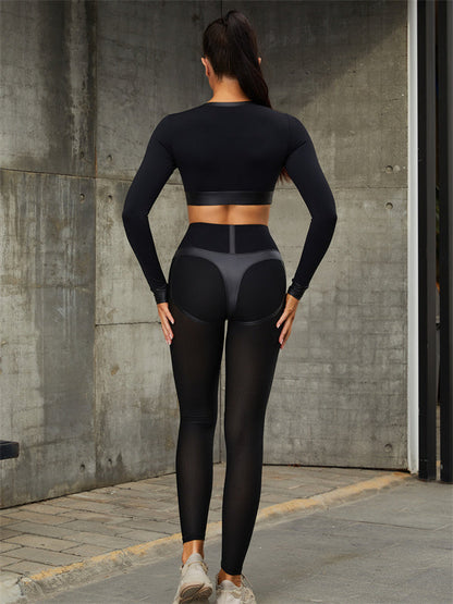 Fly Eye Contrast Color High-rise Hip-lift Leggings