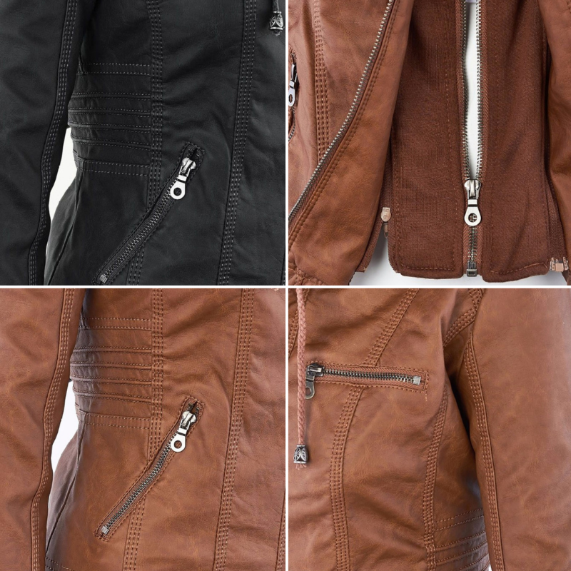 Jimena Leather Jacket with Hood