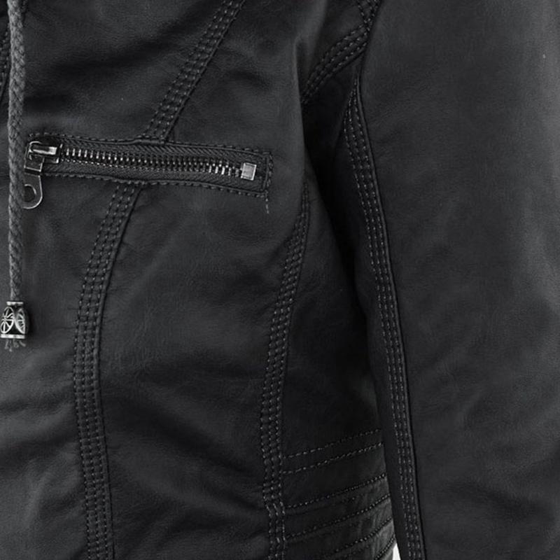 Jimena Leather Jacket with Hood
