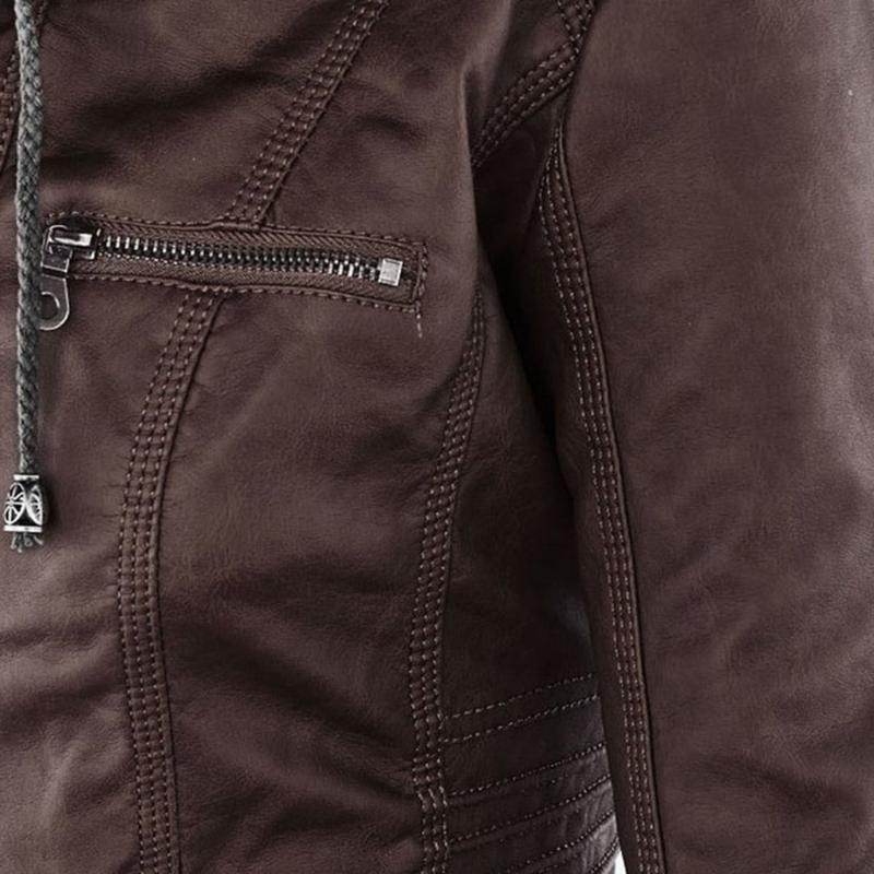 Jimena Leather Jacket with Hood
