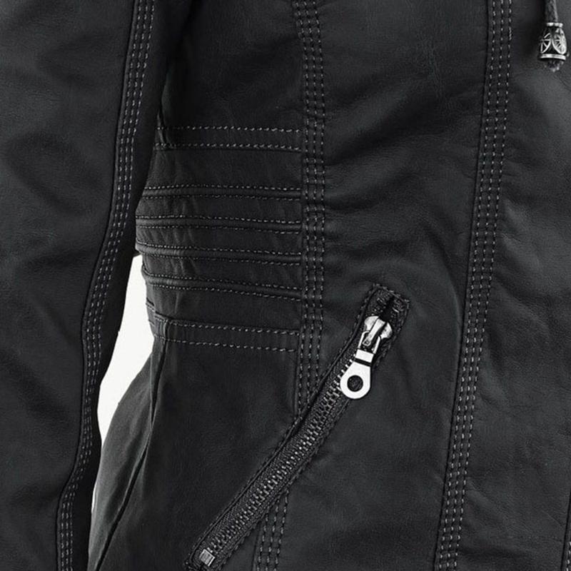 Jimena Leather Jacket with Hood