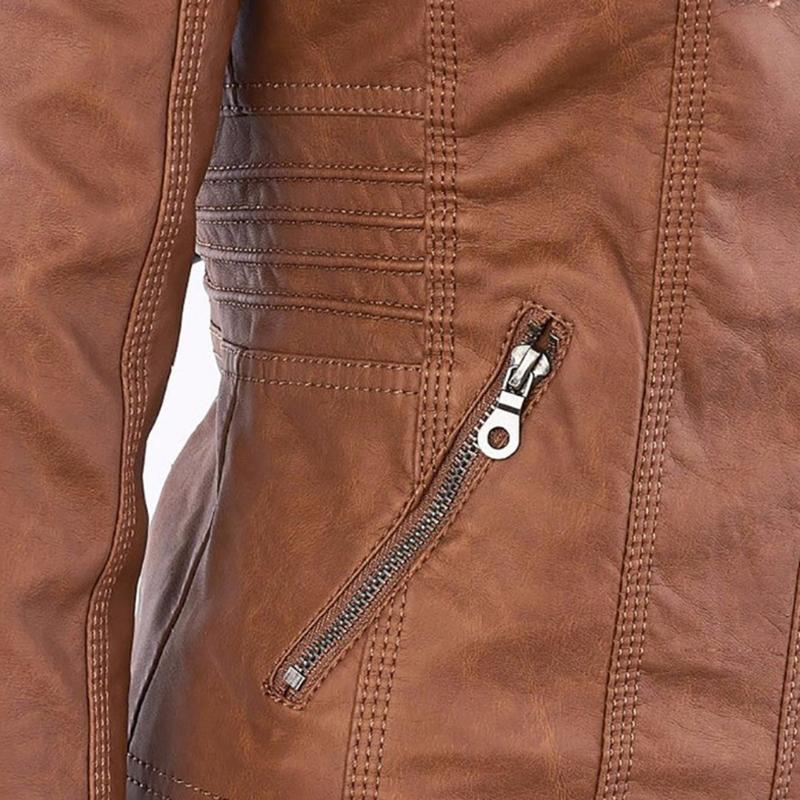 Jimena Leather Jacket with Hood