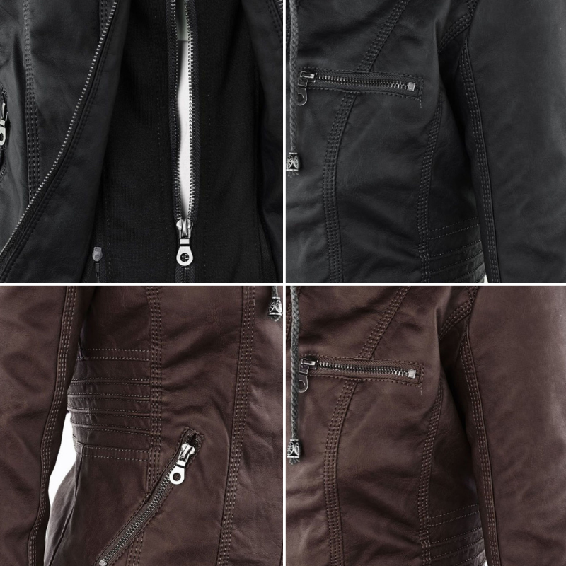 Jimena Leather Jacket with Hood
