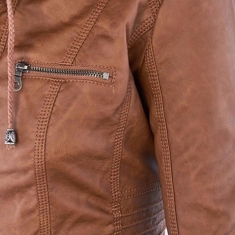 Jimena Leather Jacket with Hood