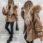 Fur hooded jacket coat