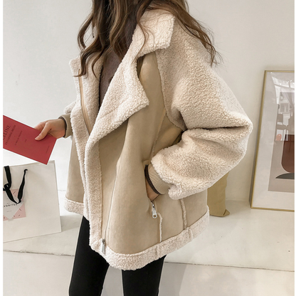 Contrast shearling jacket