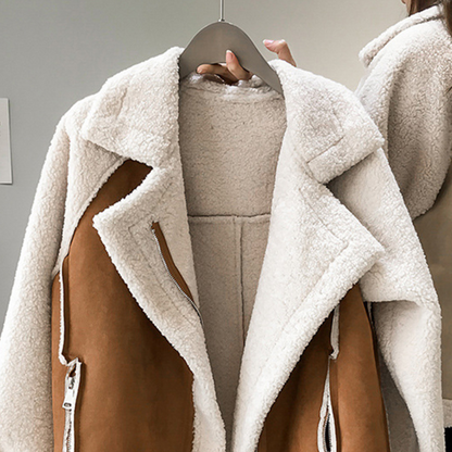 Contrast shearling jacket