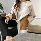 Contrast shearling jacket