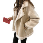 Contrast shearling jacket