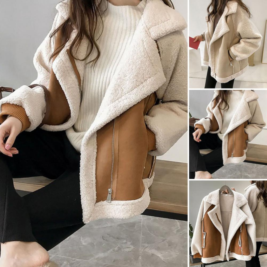 Contrast shearling jacket