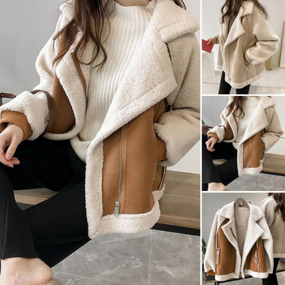 Contrast shearling jacket