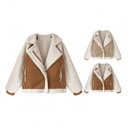 Contrast shearling jacket