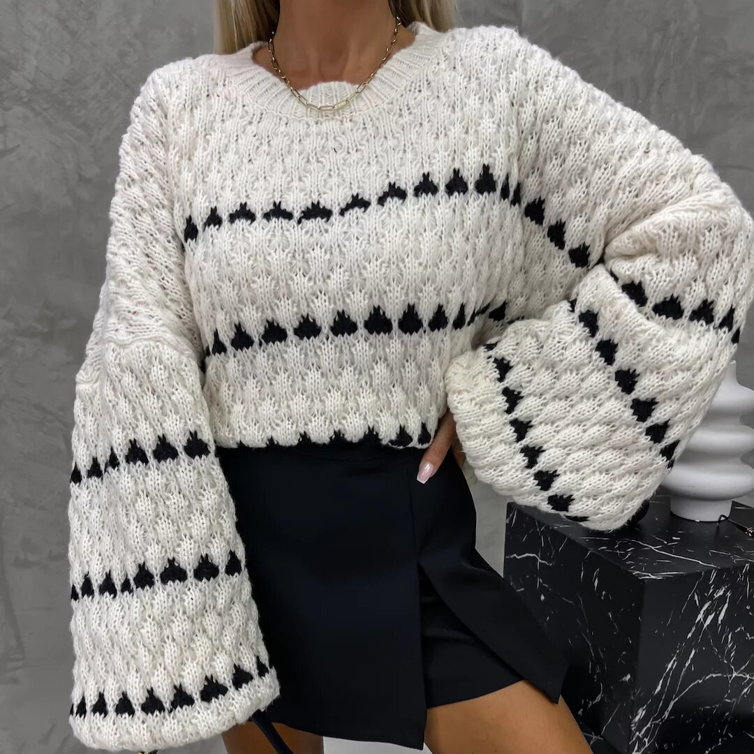 Jersey de punto blanco y negro
