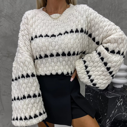 Jersey de punto blanco y negro