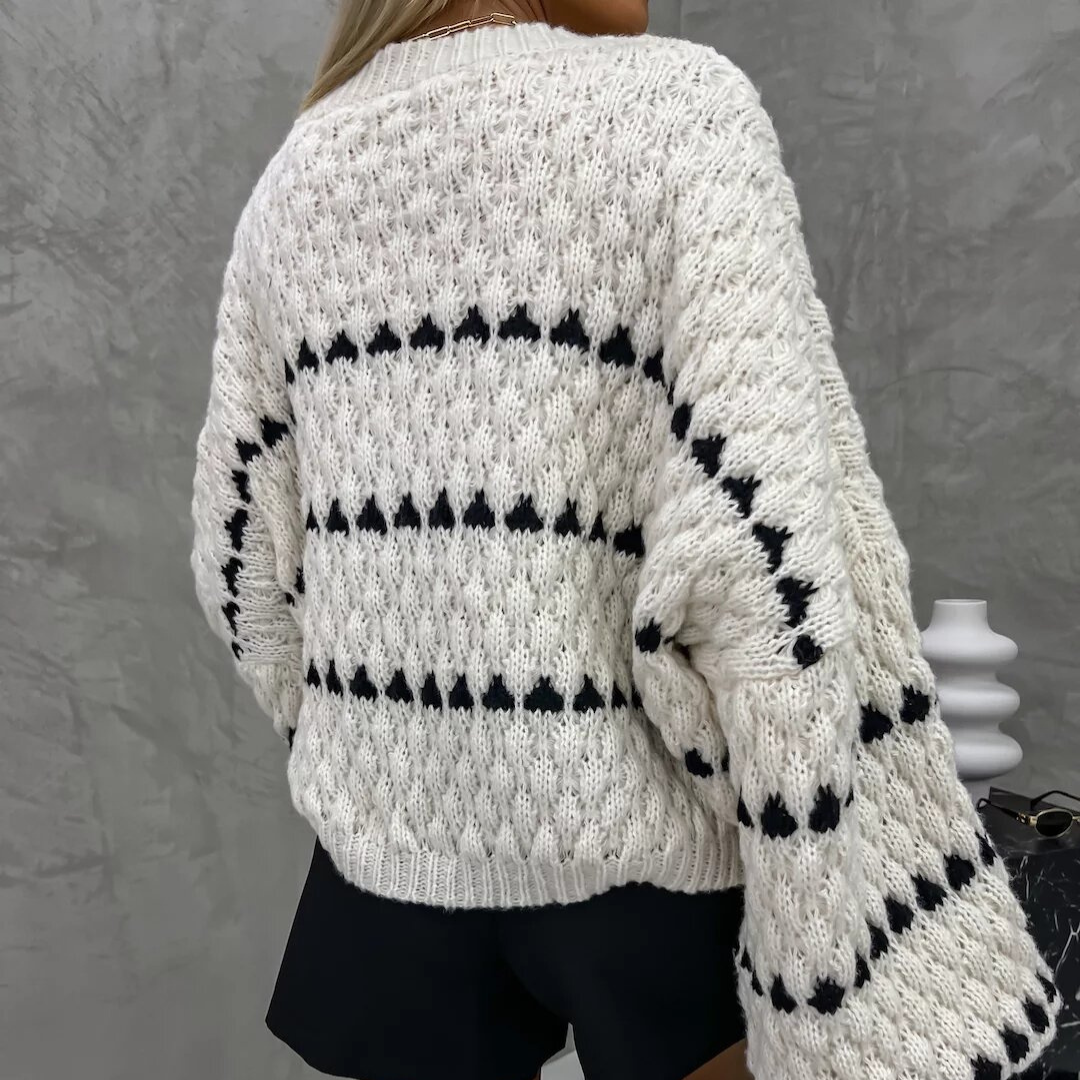 Jersey de punto blanco y negro