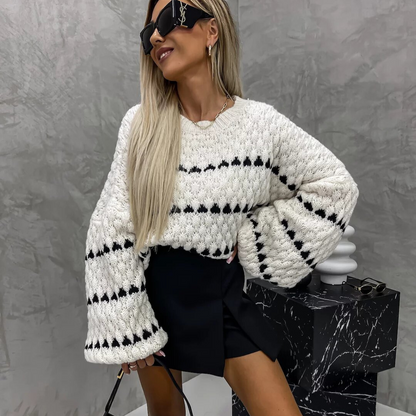 Jersey de punto blanco y negro