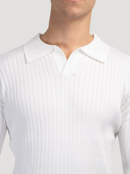 Polo de manga larga con cuello en V de SUWON