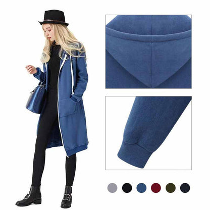 Vrijetijds lange hoodie met ritssluiting