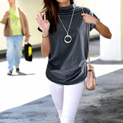 Camiseta de cuello alto con mangas abullonadas.