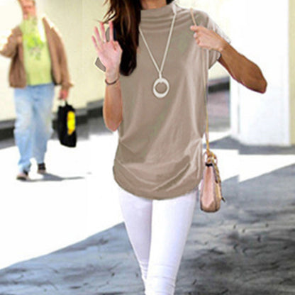 Camiseta de cuello alto con mangas abullonadas.