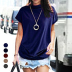 Camiseta de cuello alto con mangas abullonadas.