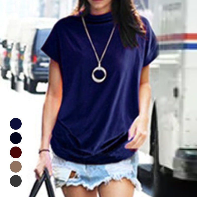 Camiseta de cuello alto con mangas abullonadas.