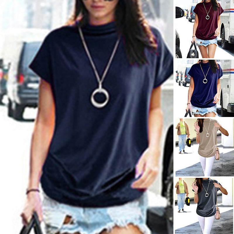 Camiseta de cuello alto con mangas abullonadas.