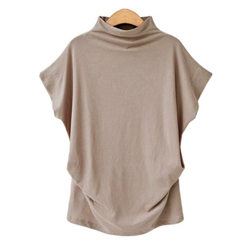 Camiseta de cuello alto con mangas abullonadas.