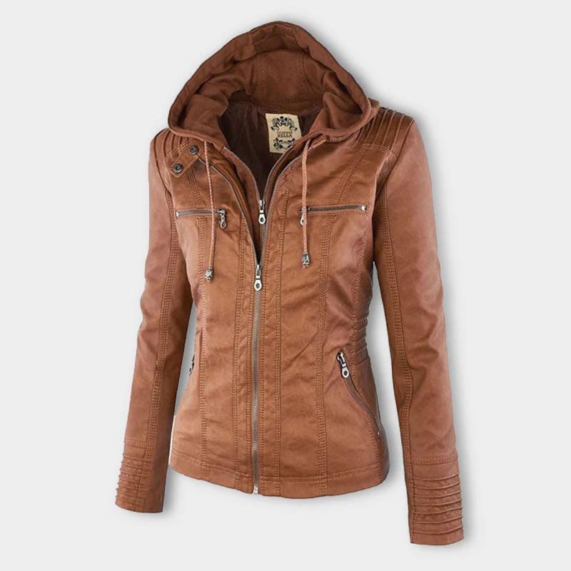 Jimena Leather Jacket with Hood