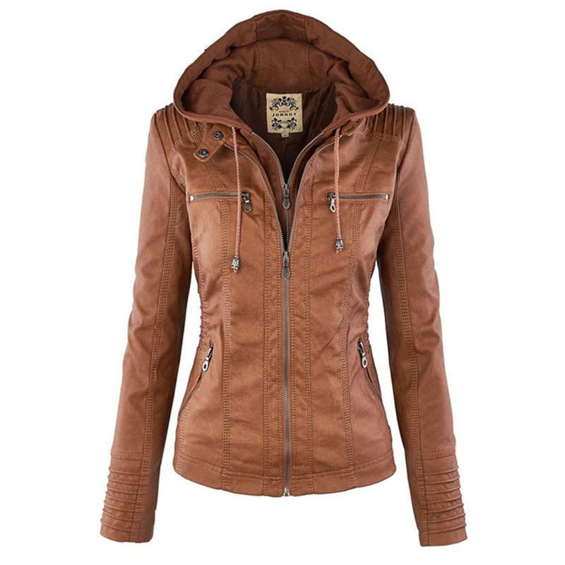 Jimena Leather Jacket with Hood