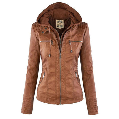 Jimena Leather Jacket with Hood