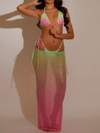 Sexy Glossy Ombre 3 Pieces Bikini Set