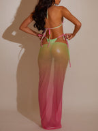 Sexy Glossy Ombre 3 Pieces Bikini Set