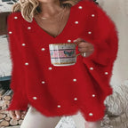 Cashmere-Style V-Neck Sweater