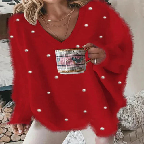 Cashmere-Style V-Neck Sweater