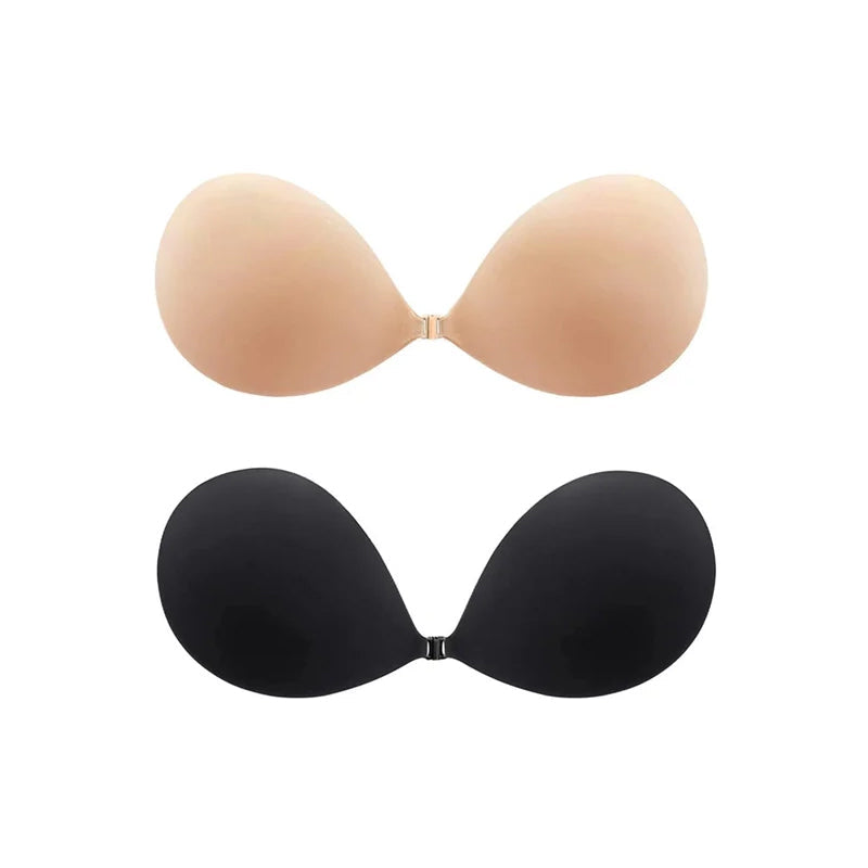 Self-adhesive invisible gathering bras