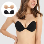 Self-adhesive invisible gathering bras
