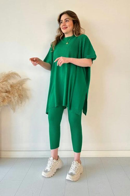 Conjunto de dos piezas de punto elástico para mujer, superventas