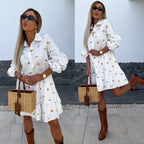 Rosa - White Shirt Dress with Daisy Floral Design