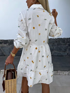 Rosa - White Shirt Dress with Daisy Floral Design